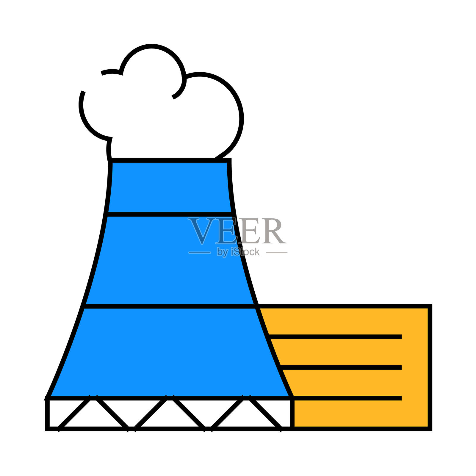 核电站图标彩色插图