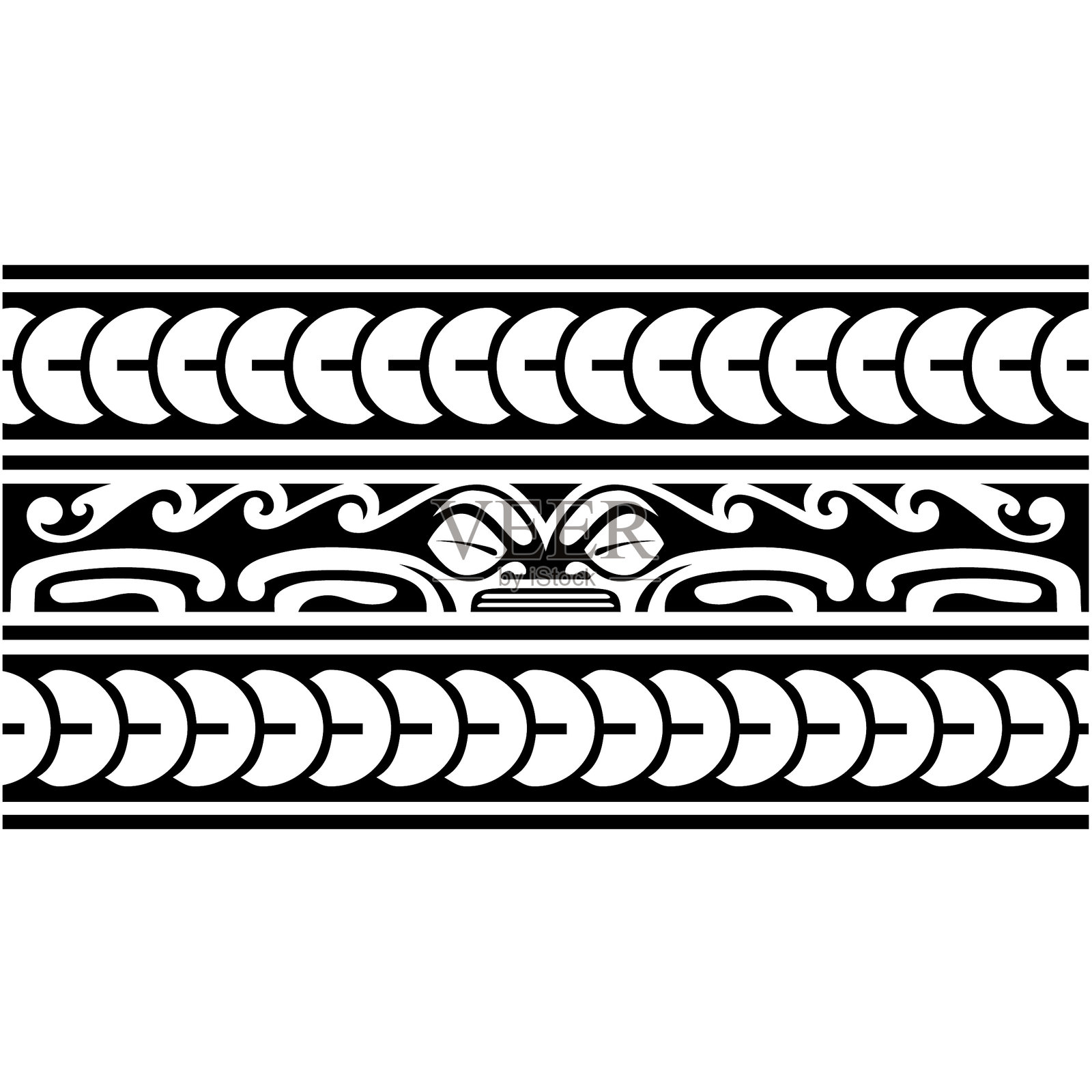 波利尼西亚毛利部落臂环纹身图案插画图片素材