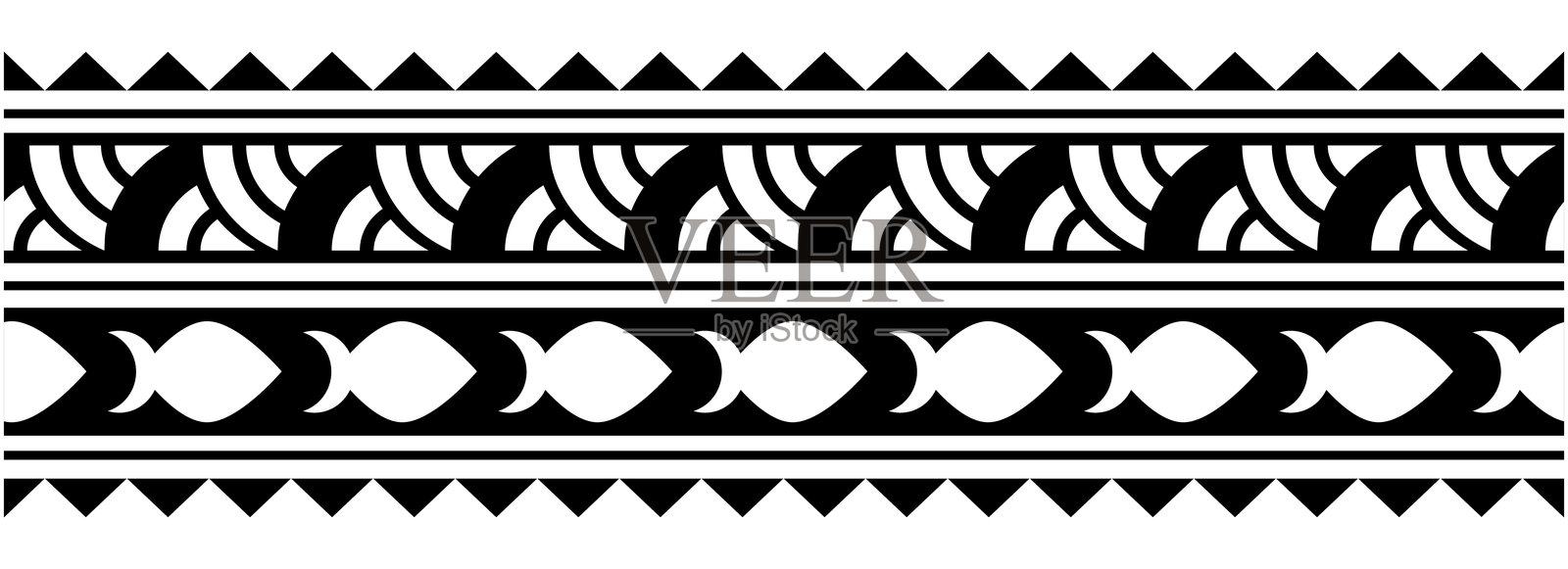 波利尼西亚部落臂环纹身设计插画图片素材