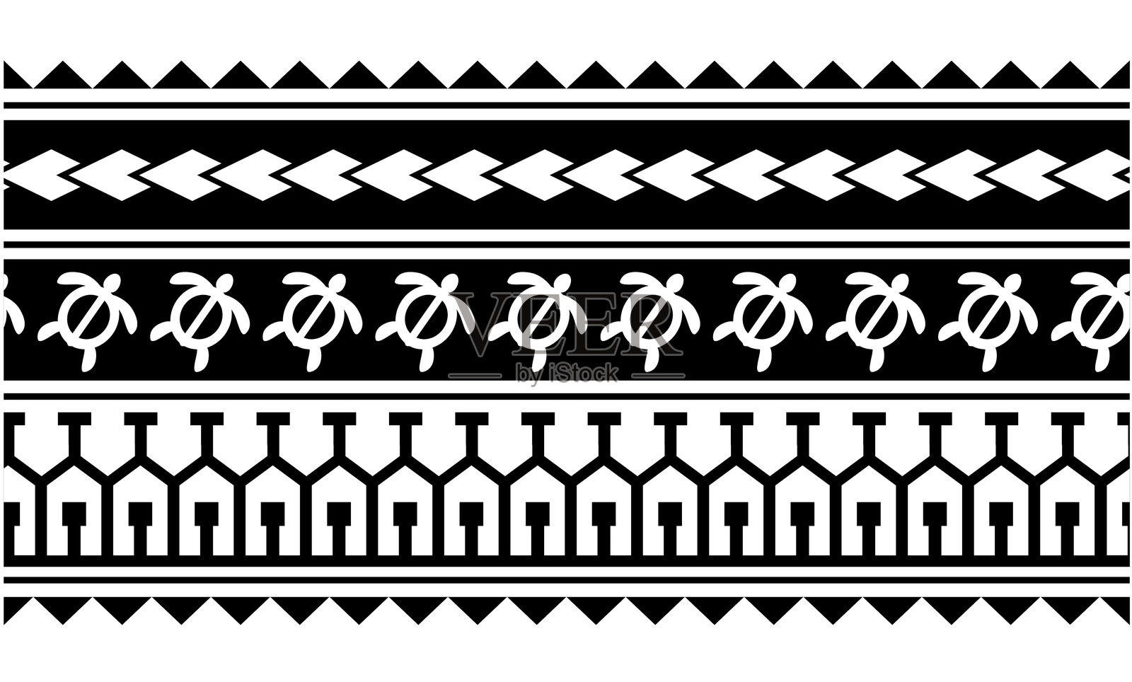 波利尼西亚部落臂环纹身设计插画图片素材