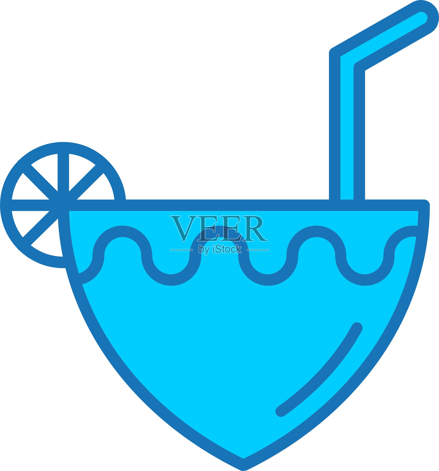 椰子填充蓝色图标插画图片素材