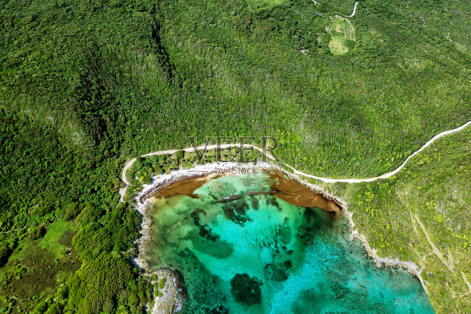南海岸鸟瞰图，大地岛，瓜德罗普岛，小安的列斯群岛，加勒比海。照片摄影图片