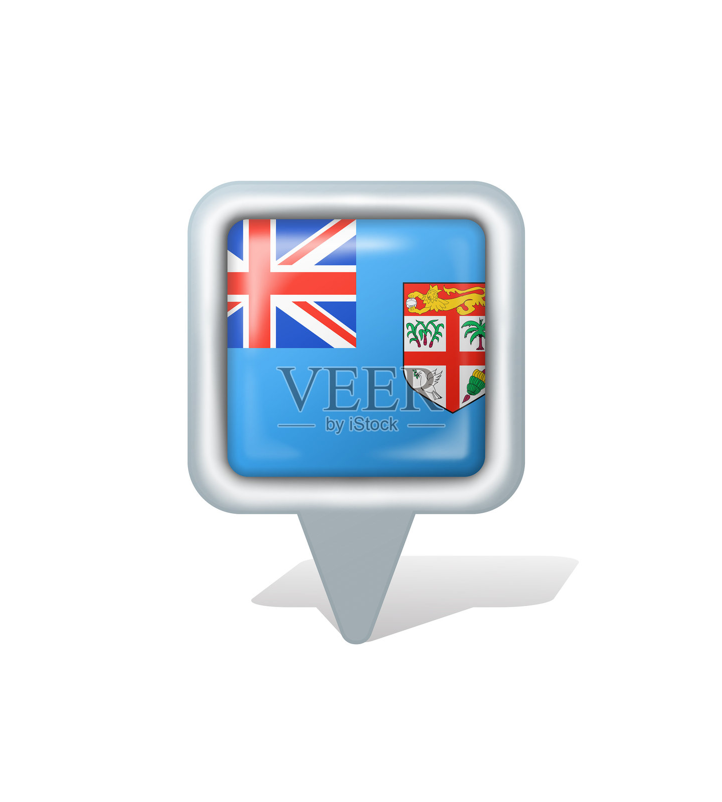 斐济-国旗广场光滑别针。插画图片素材