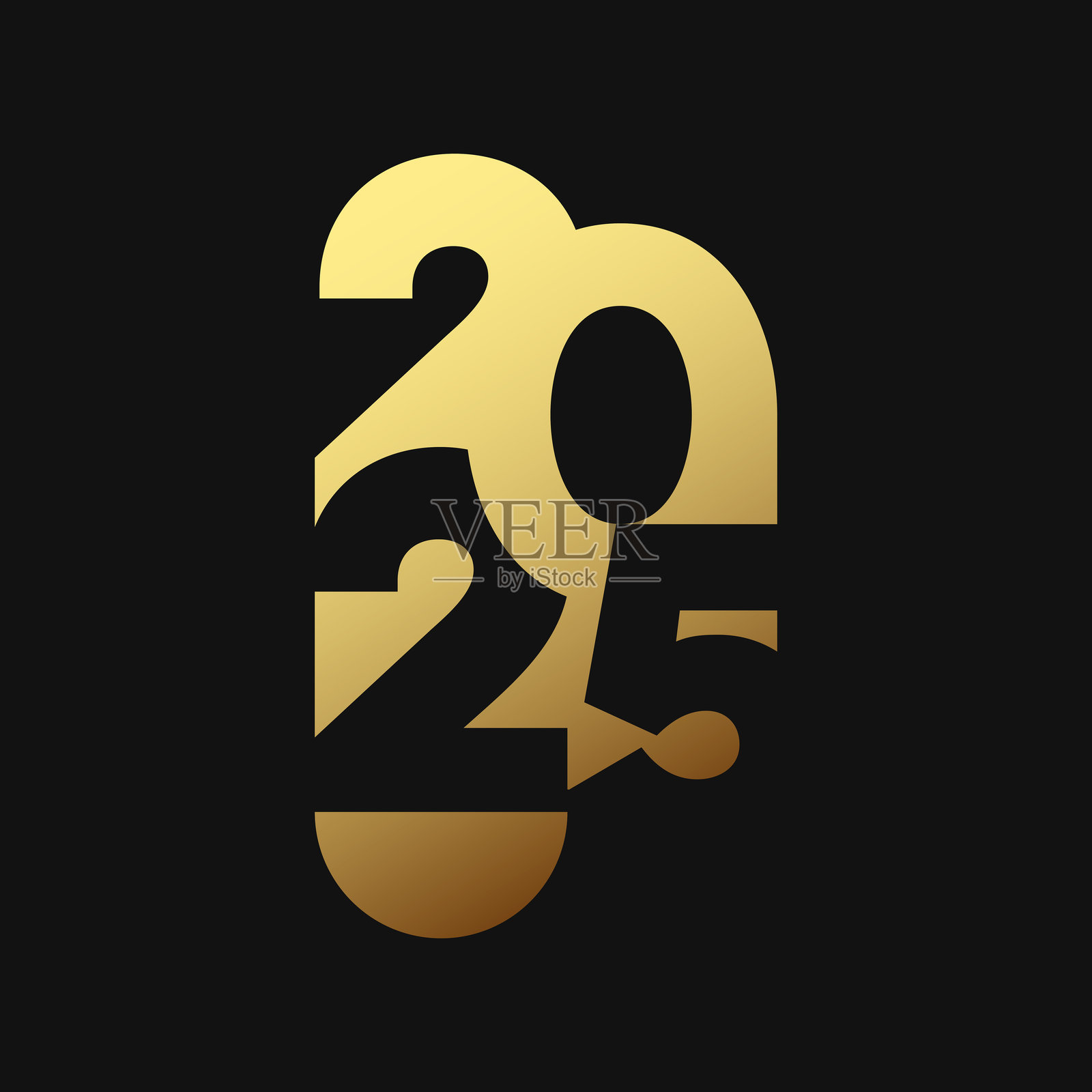 2025年圣诞快乐金色设计标志插画图片素材