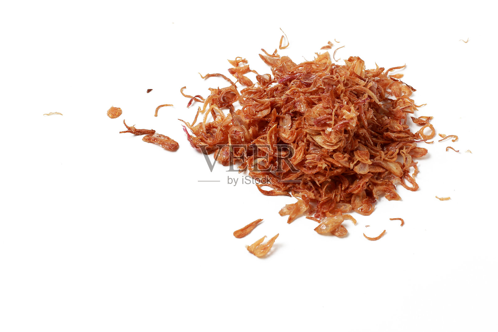 油炸红洋葱孤立在白色背景，好文章，食谱或商业，油炸洋葱照片摄影图片