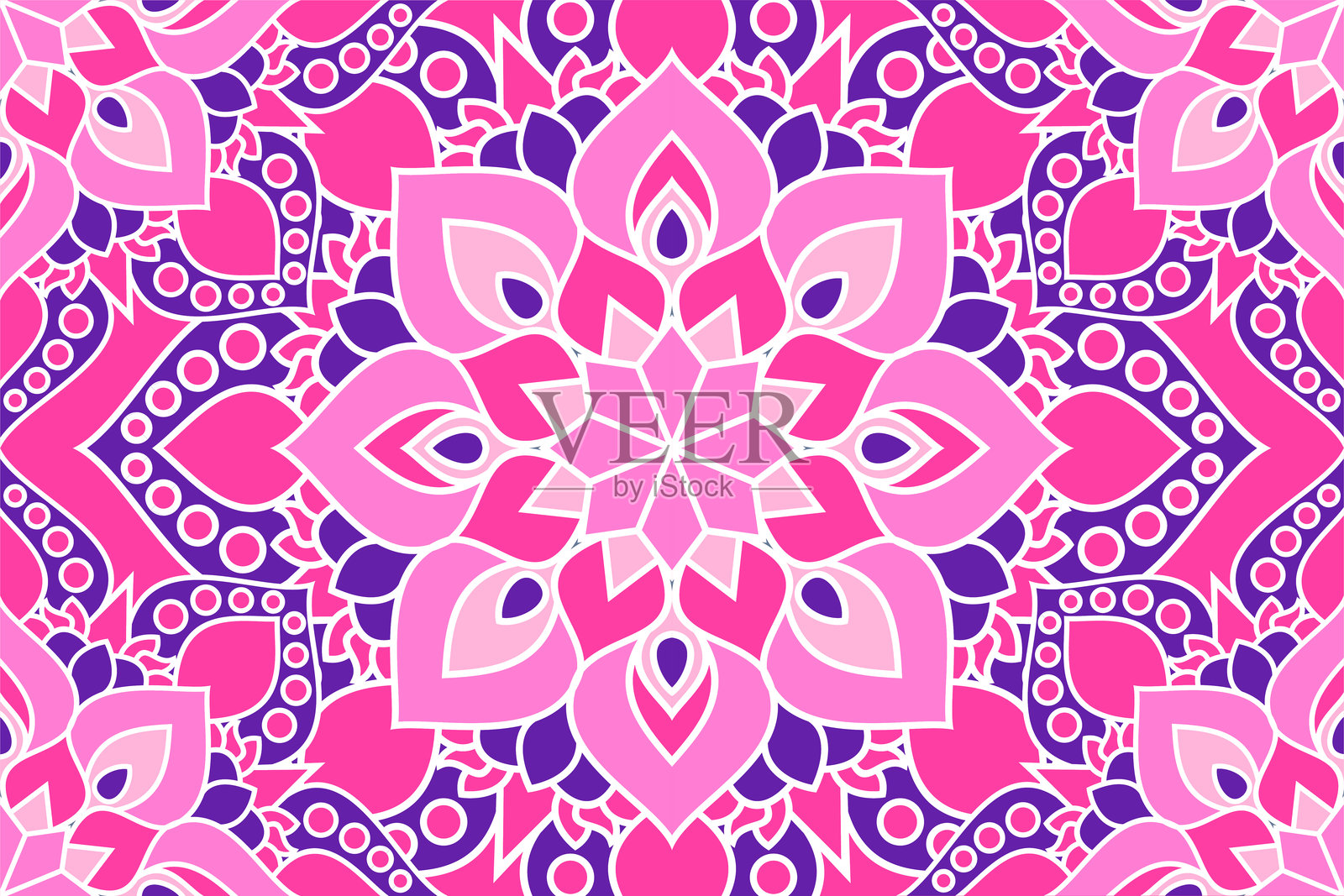 彩色曼陀罗抽象图案插画图片素材