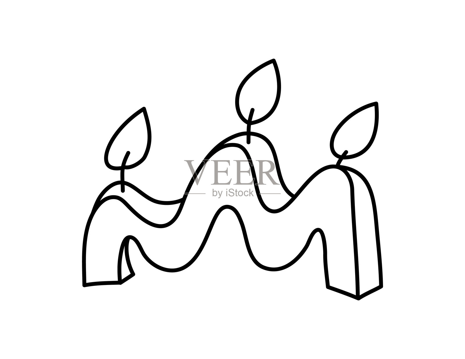 手工画线蜡烛美学。彩色矢量轮廓平面插图孤立的背景。装饰元素的贺卡，网页，圣诞节，婚礼，生日，情人节插画图片素材