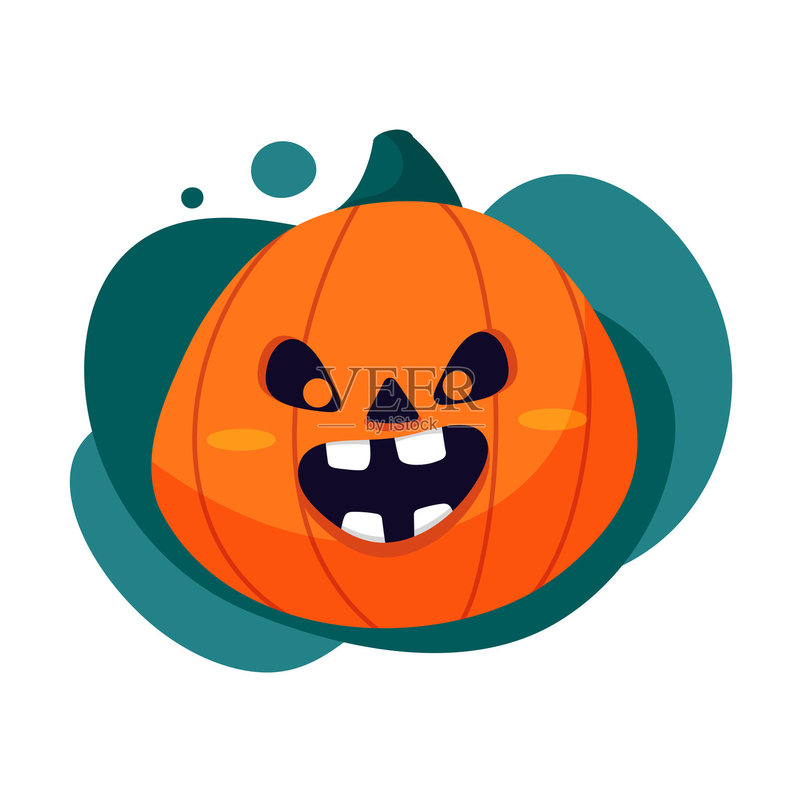 幽灵和可怕的万圣节南瓜怪物与大牙齿。假日字符插画图片素材