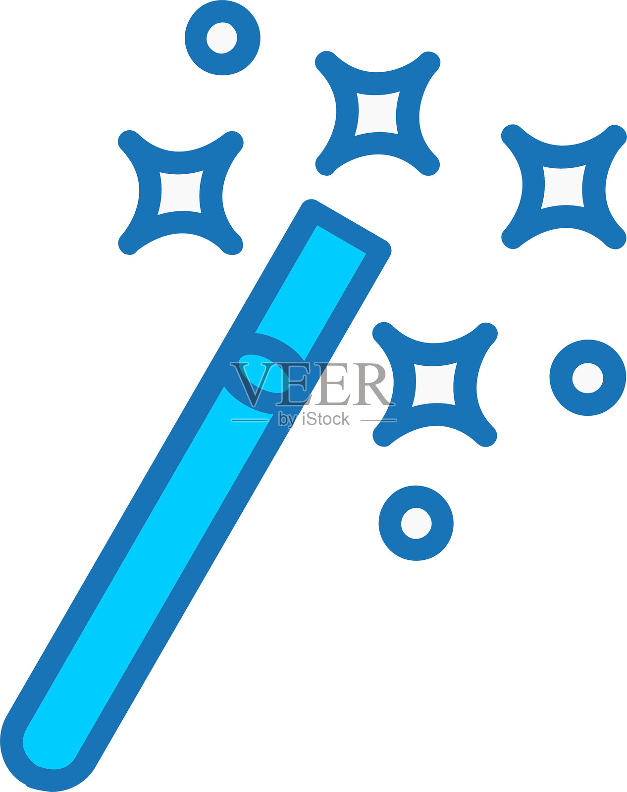 魔法棒填充蓝色图标插画图片素材