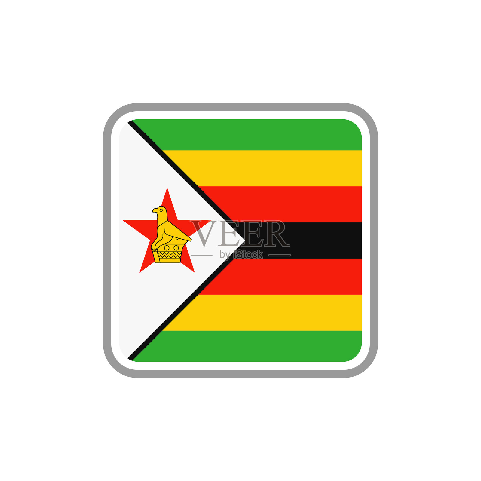 津巴布韦-国旗广场平面图标。插画图片素材