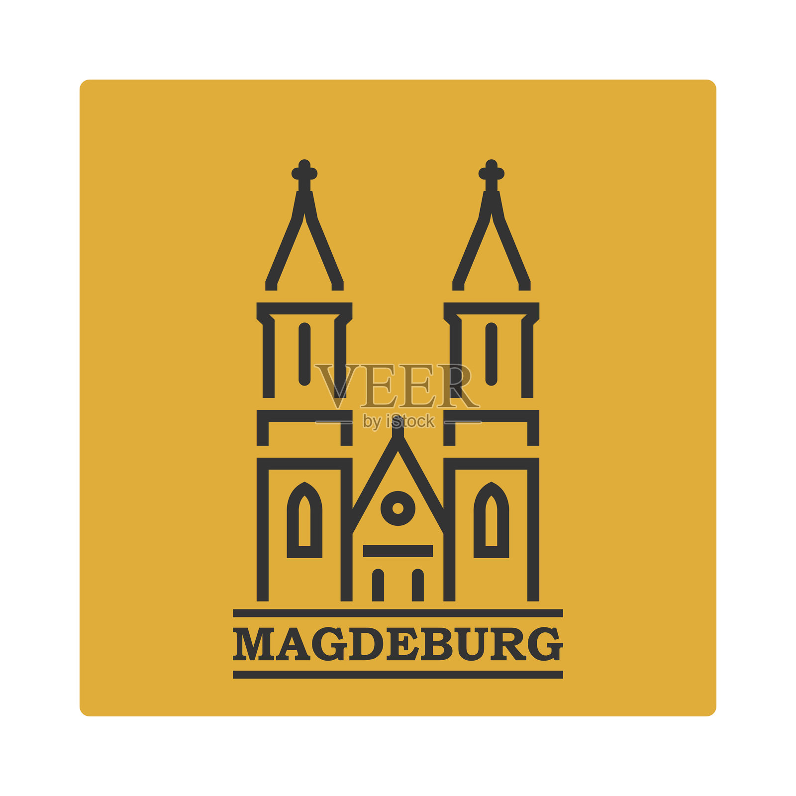 马格德堡。德国城市建筑插画图片素材