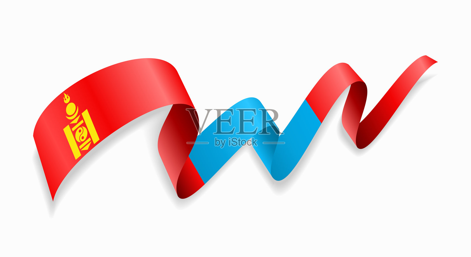 蒙古国旗波浪形抽象背景。矢量插图。插画图片素材
