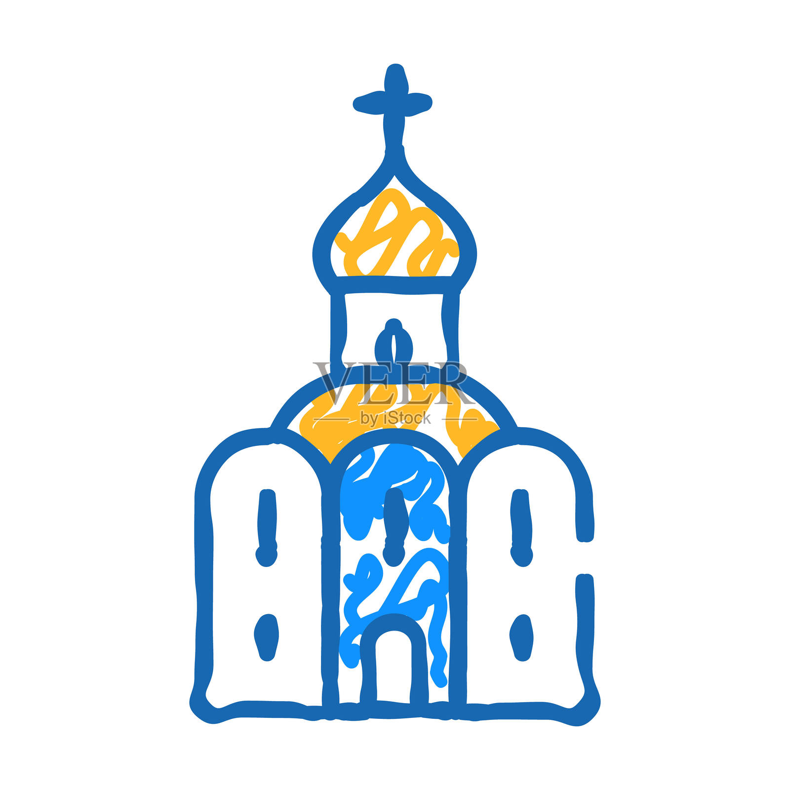 教堂建筑图标涂鸦插图插画图片素材