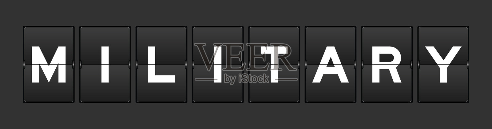 黑色模拟翻转板与字军事在灰色背景插画图片素材