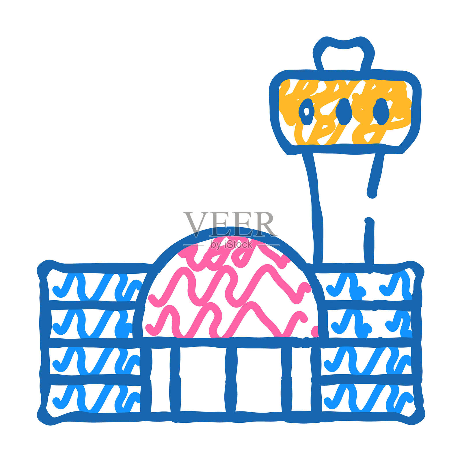 机场建筑图标涂鸦插图插画图片素材