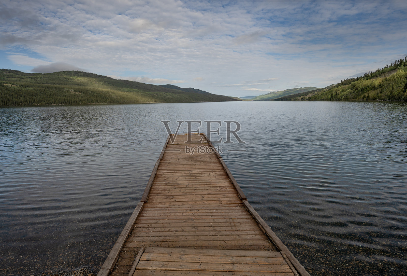 育空地区福克斯湖的下水船照片摄影图片