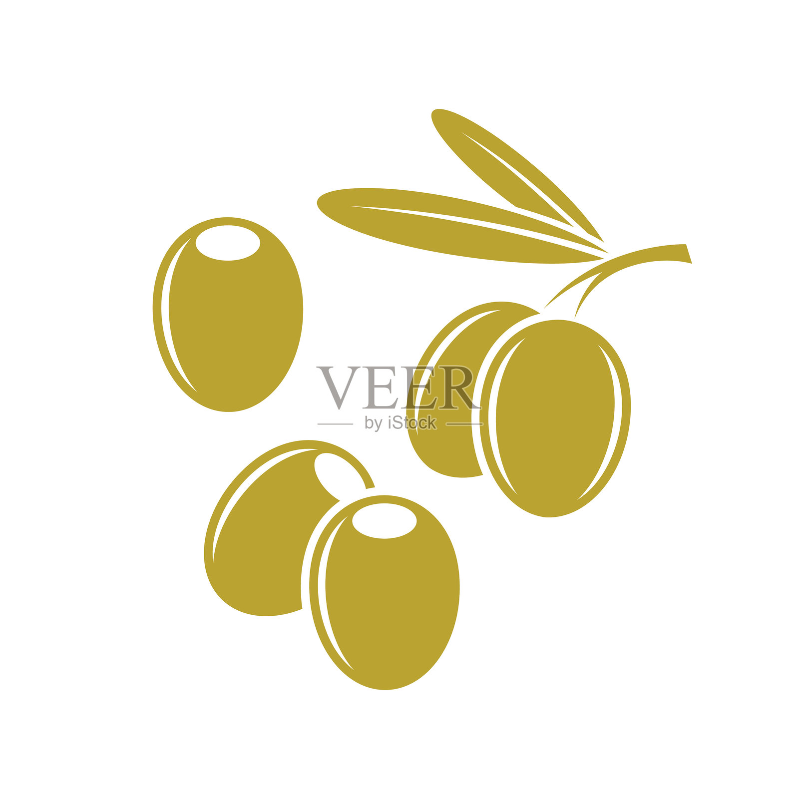 橄榄图标集。白色背景上孤立的橄榄。素食病媒插画图片素材