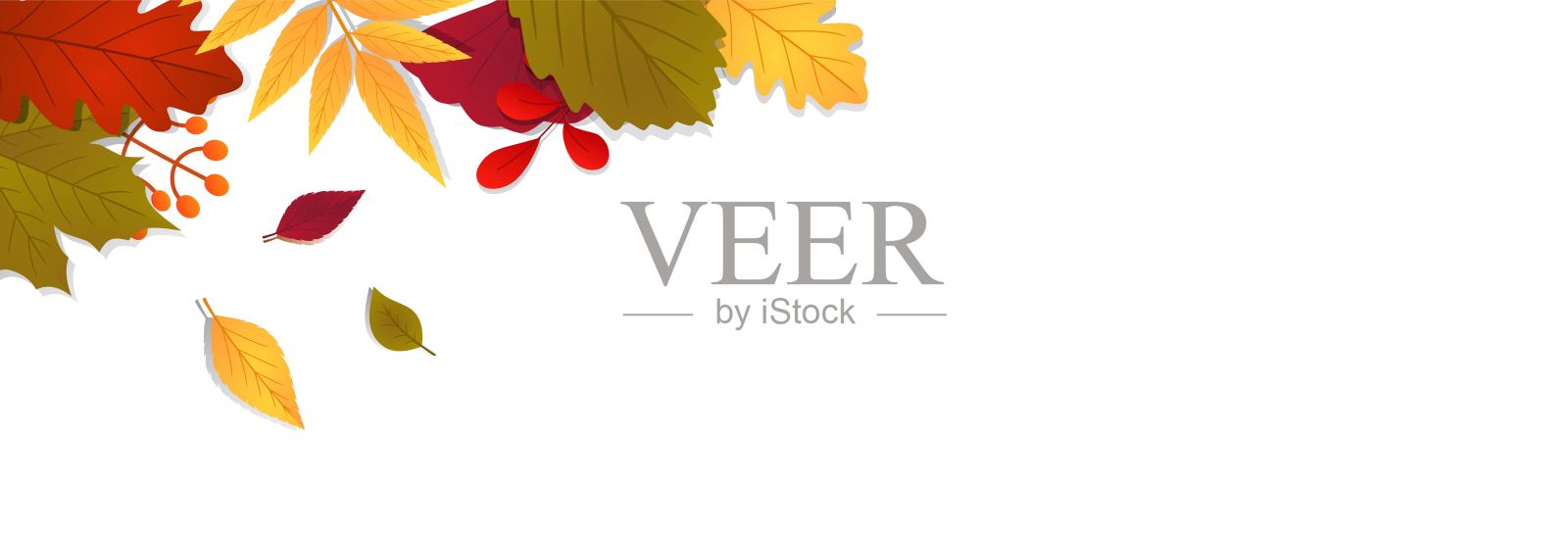 秋天的背景与色彩缤纷的秋叶框架和复制空间。向量插画图片素材