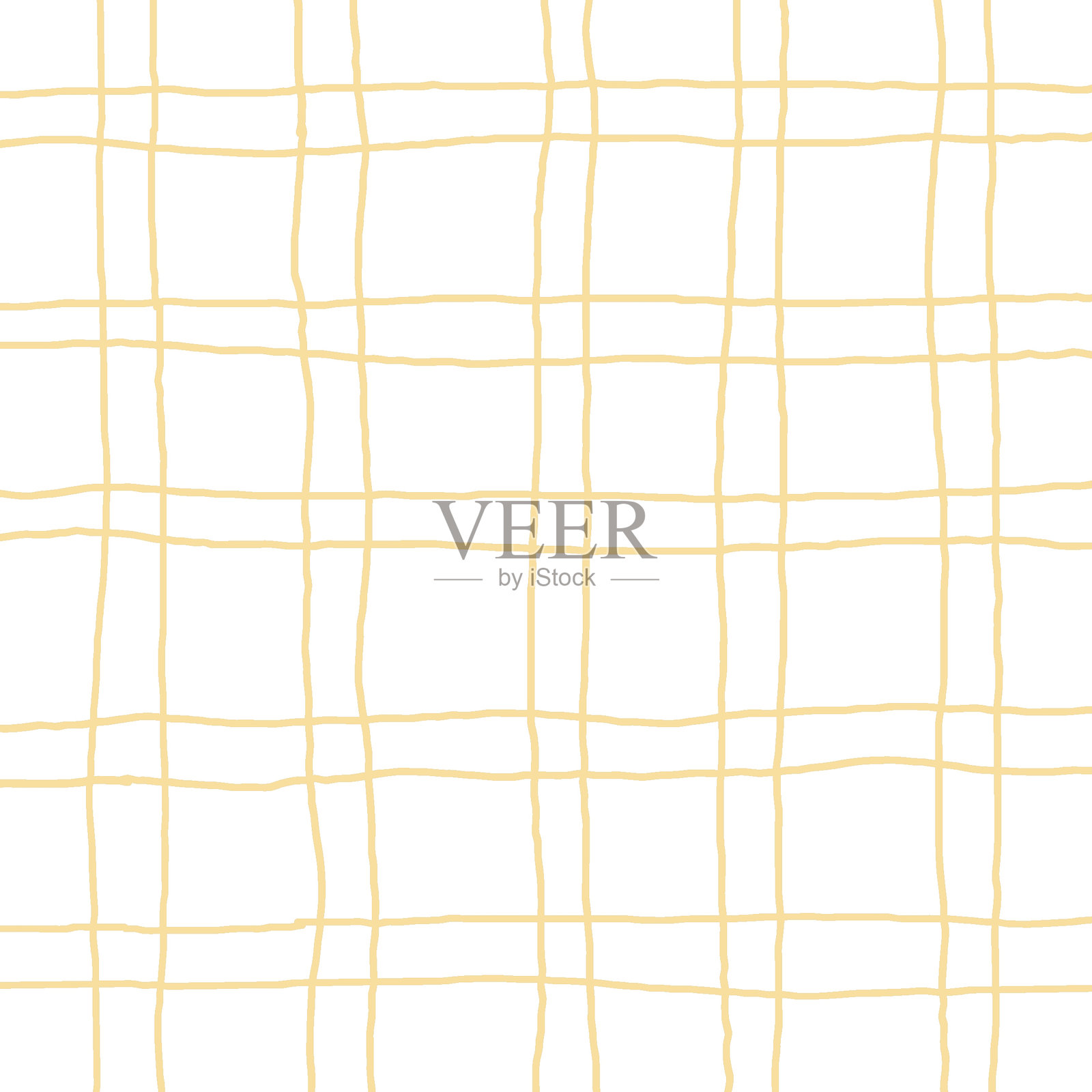 格子，方形，格纹矢量图案。垂直和水平手绘交叉黄色条纹。方格几何背景。徒手涂鸦高低杠。插画图片素材