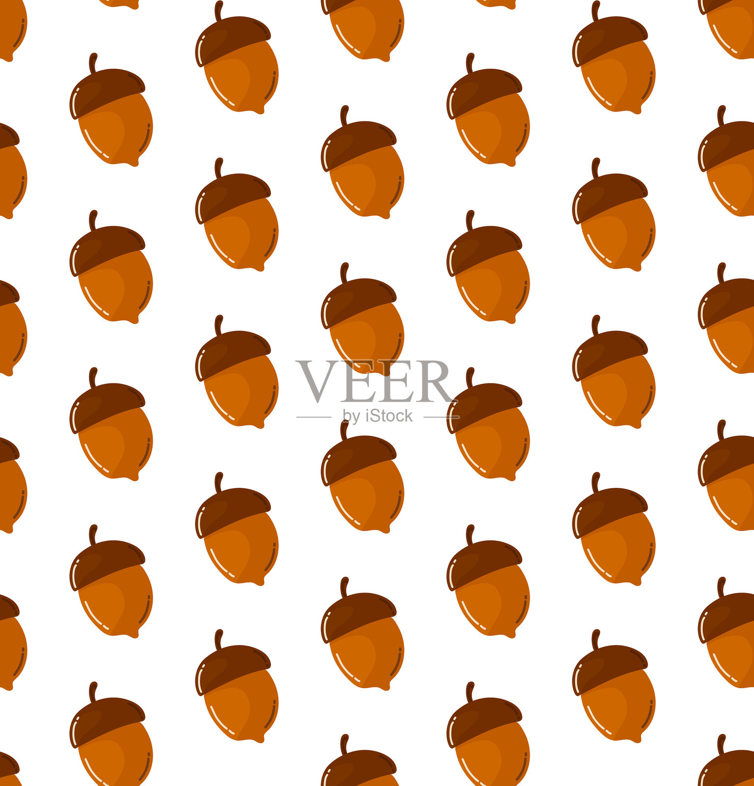 简单无缝的橡子图案。白色背景上的秋天图案。矢量图插画图片素材