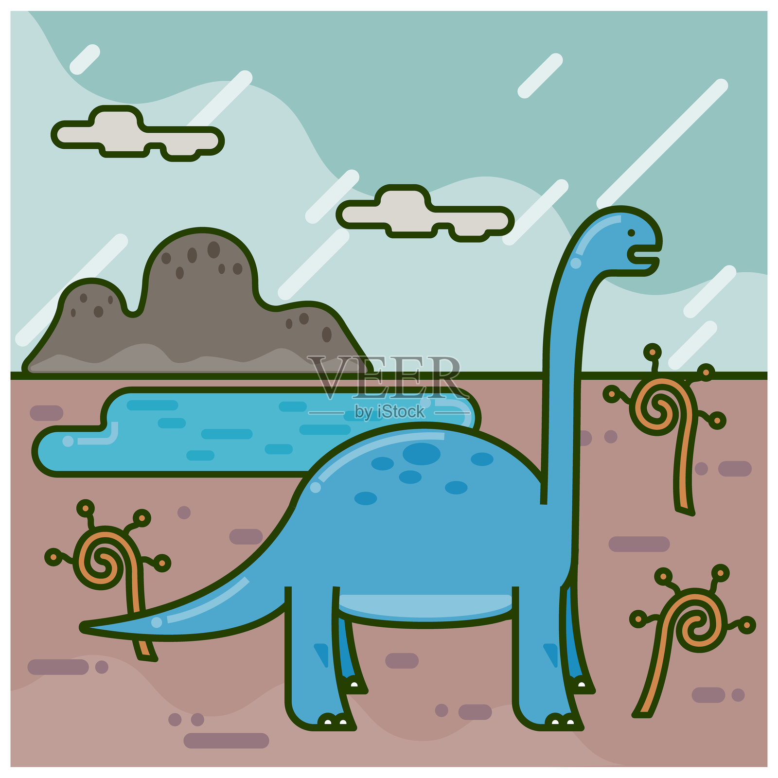 恐龙腕龙的插图插画图片素材