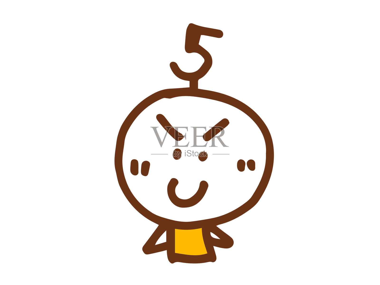 简单可爱的手绘脸插图和数字插画图片素材