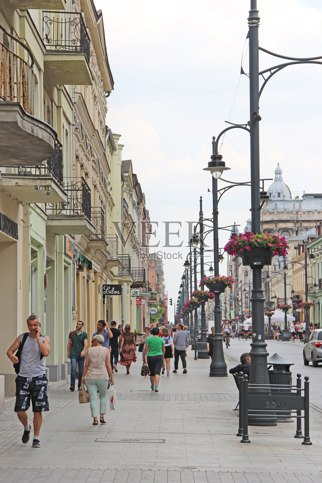 罗兹美丽的建筑。波兰城市罗兹的建筑照片摄影图片