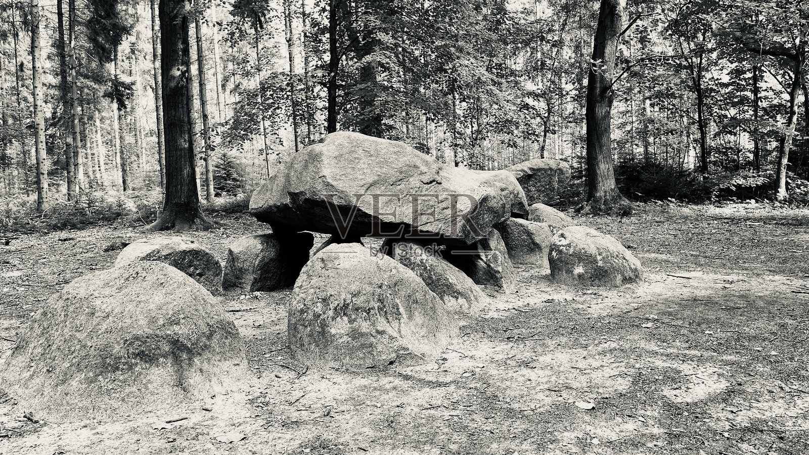 荷兰德伦5000年前的墓碑照片摄影图片