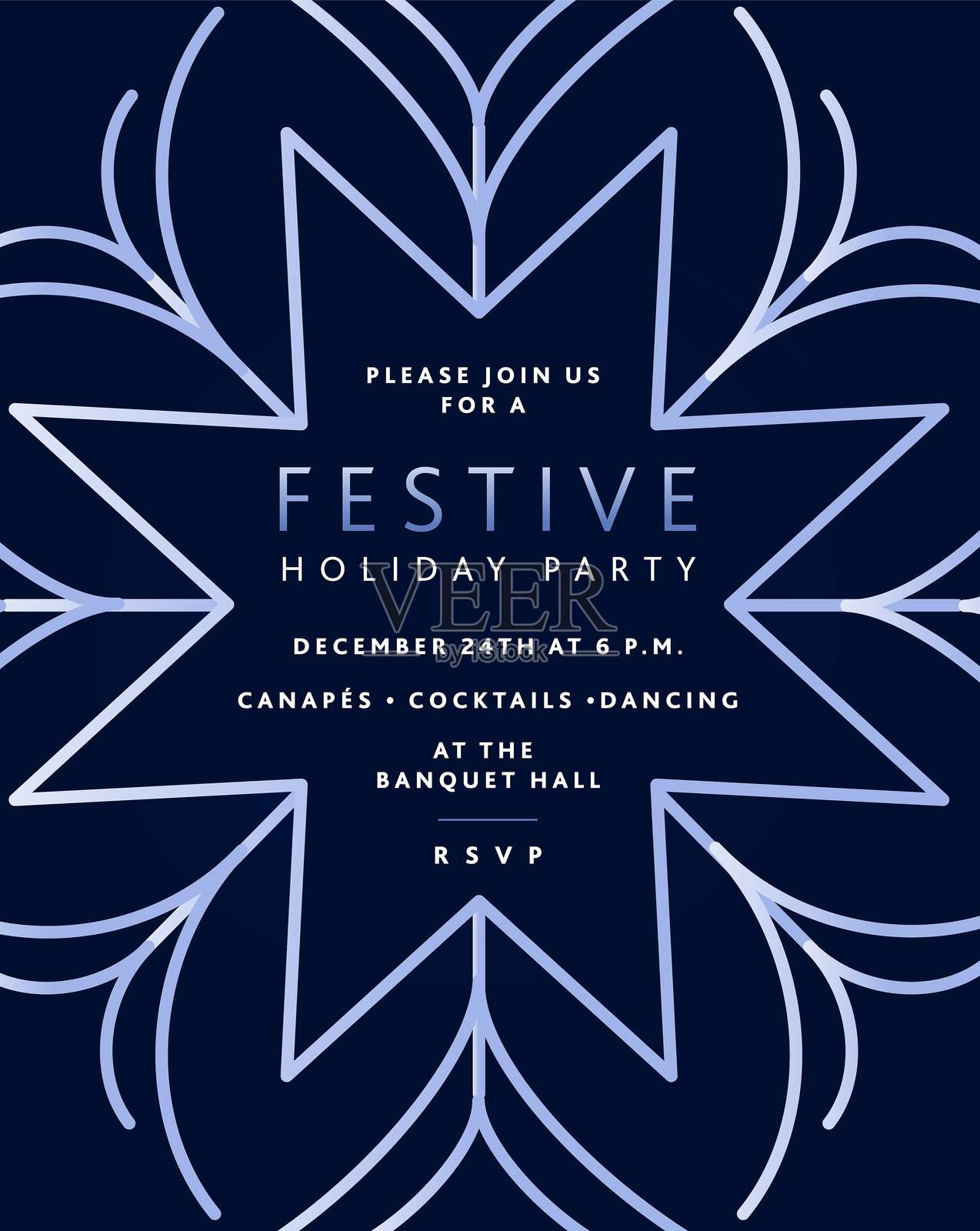 节日节日派对设计邀请模板渐变和深蓝色几何框架设计插画图片素材