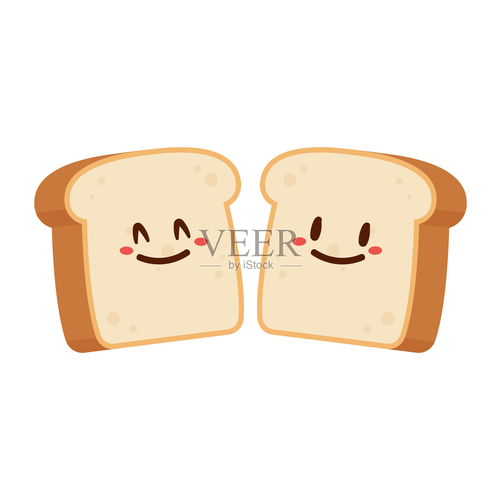 可爱的祝酒词。矢量卡通人物插图图标设计。孤立在白色背景上。面包人物设计。插画图片素材