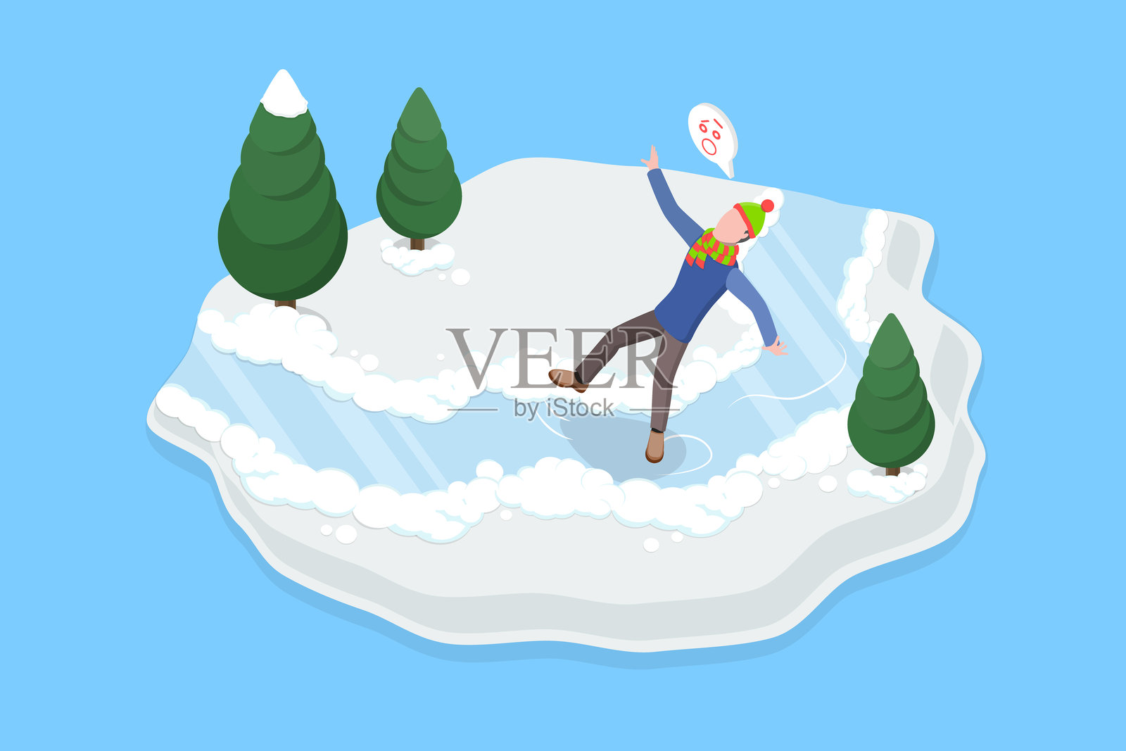 三维等距平面矢量插图冬季天气问题插画图片素材