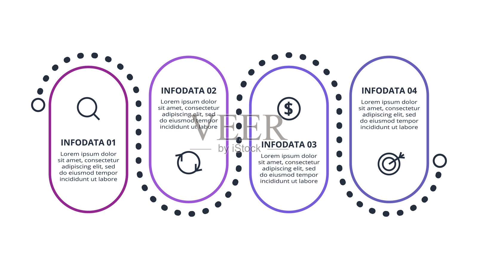 线条概念的信息图与4个步骤，选项，部分或过程。业务数据可视化。插画图片素材