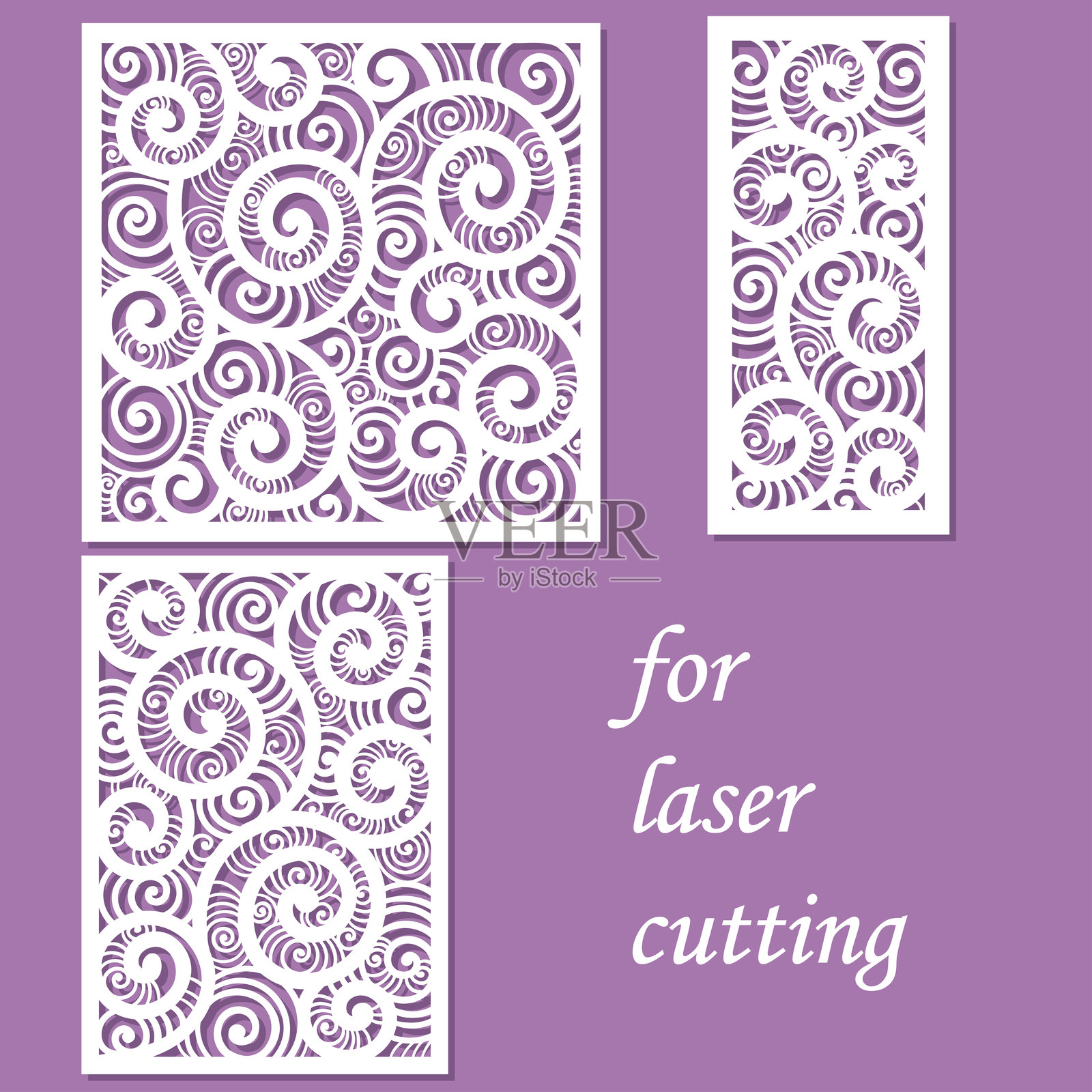 激光切割模板。婚礼卡片与抽象的图案。向量插画图片素材