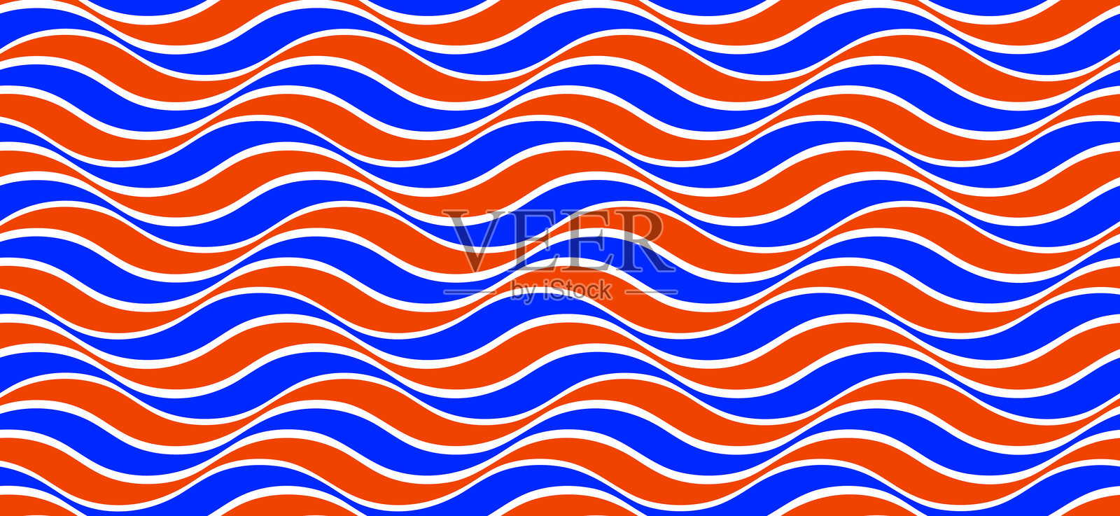 波浪线水的无缝图案矢量，三维立体无尽的背景壁纸设计图像，几何条纹弯曲可翻的纹理。插画图片素材