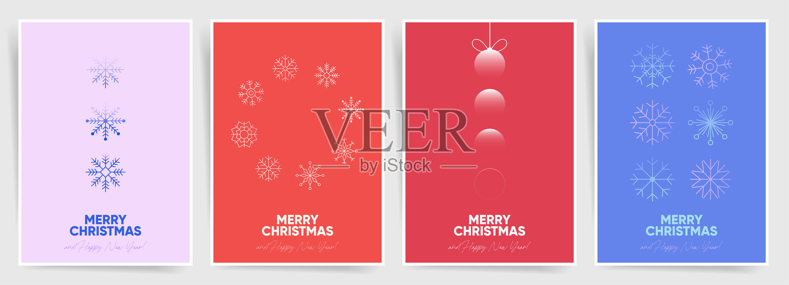 简单的雪花和装饰圣诞海报。极简主义和优雅的节日贺卡和海报设计。插画图片素材