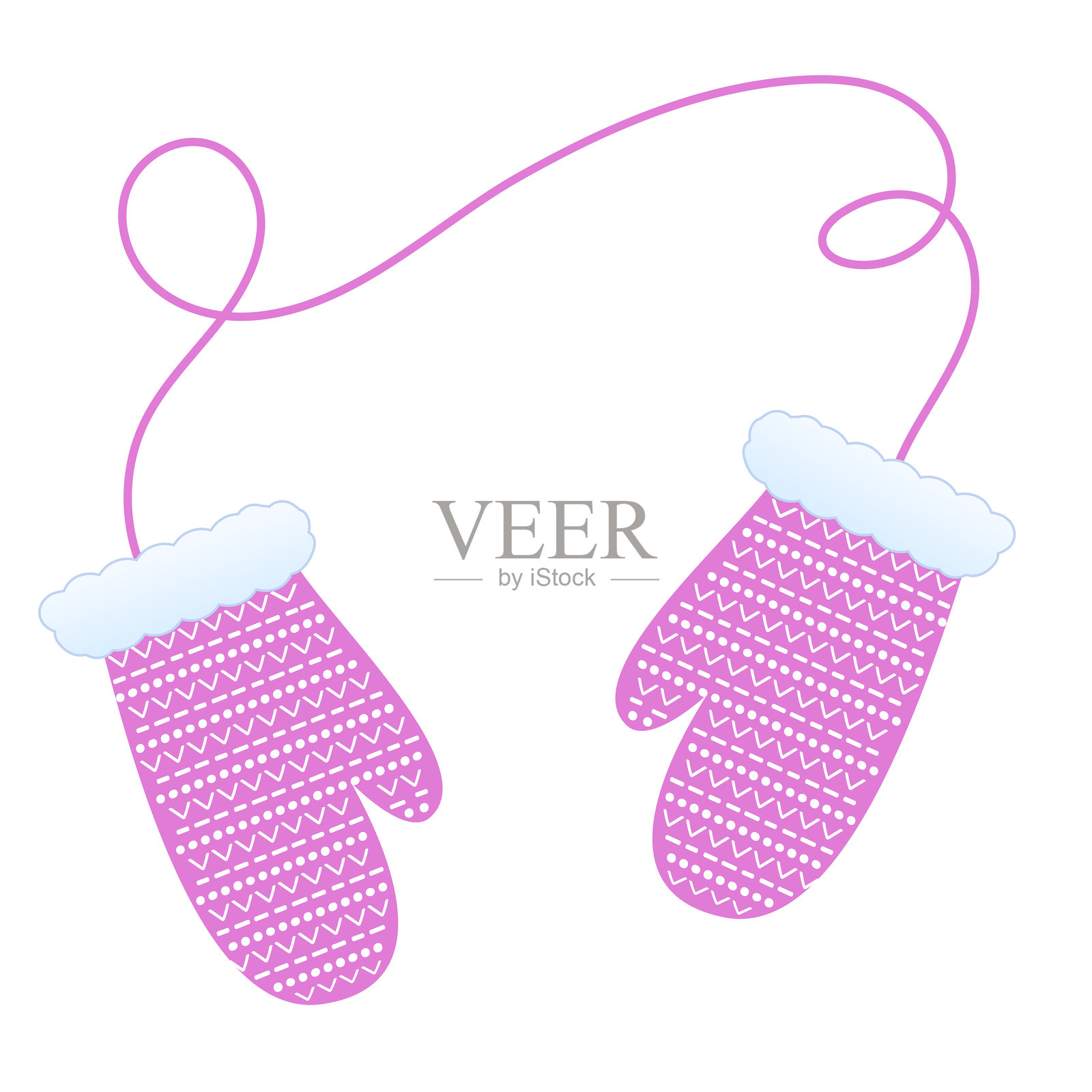 冬季连指手套隔离在一个透明的背景插画图片素材