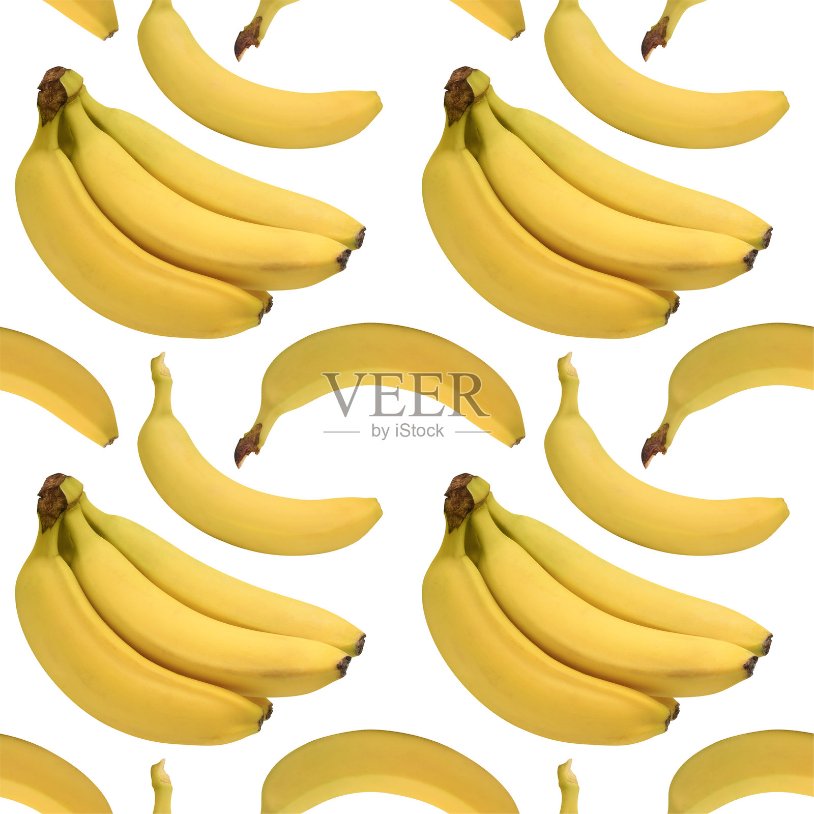 黄色香蕉无缝图案。孤立的水果照片摄影图片