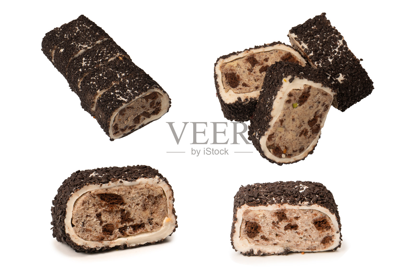 巧克力坚果甜卷，土耳其甜点。照片摄影图片