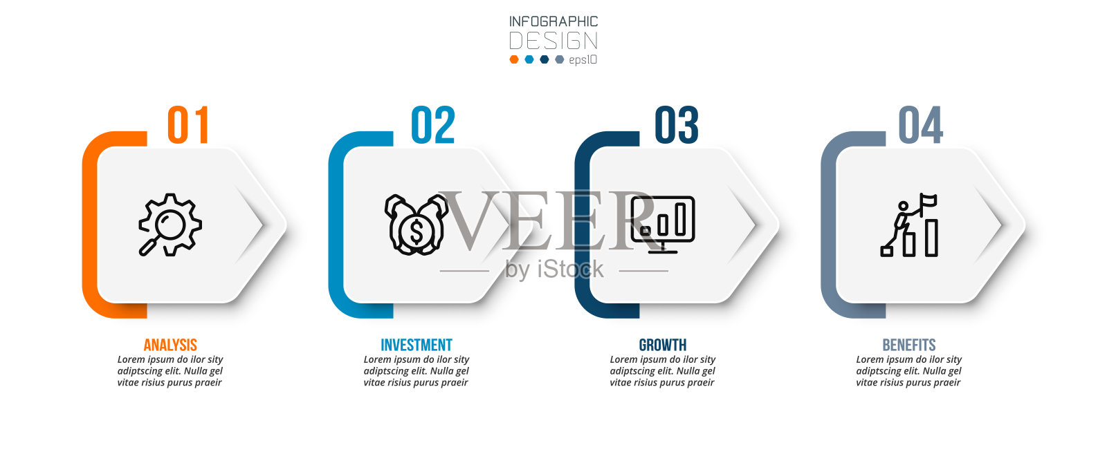 信息图模板业务概念与步骤。插画图片素材