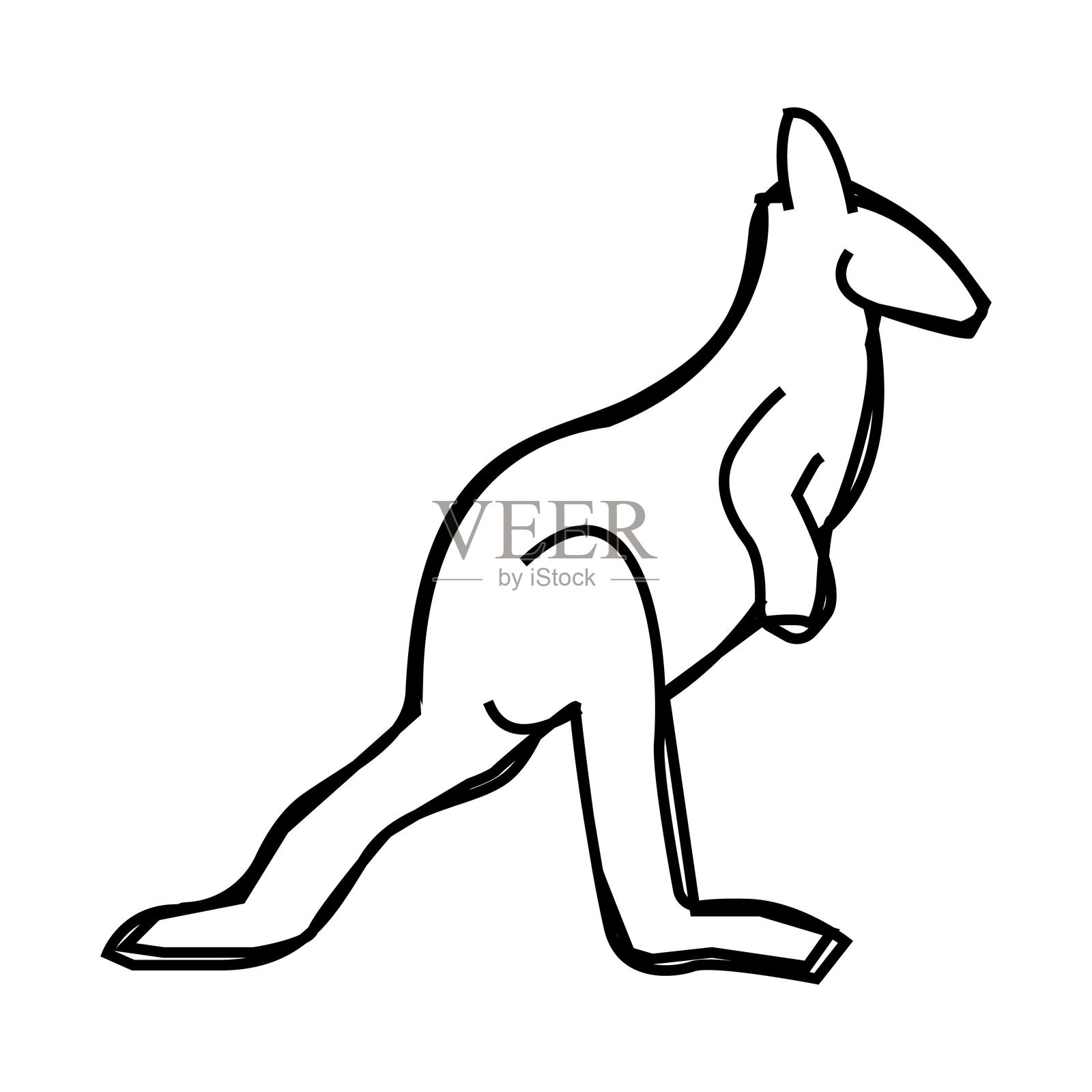 袋鼠动物图标彩色插图插画图片素材