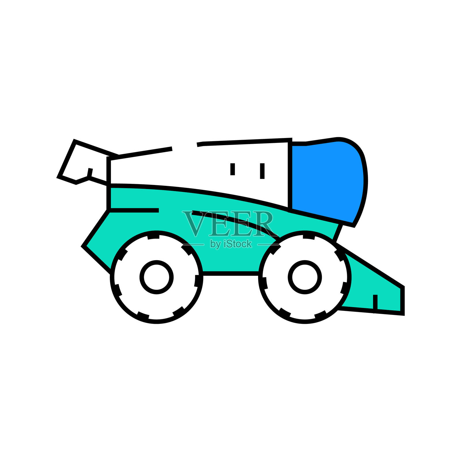 联合收割机图标彩色插图插画图片素材