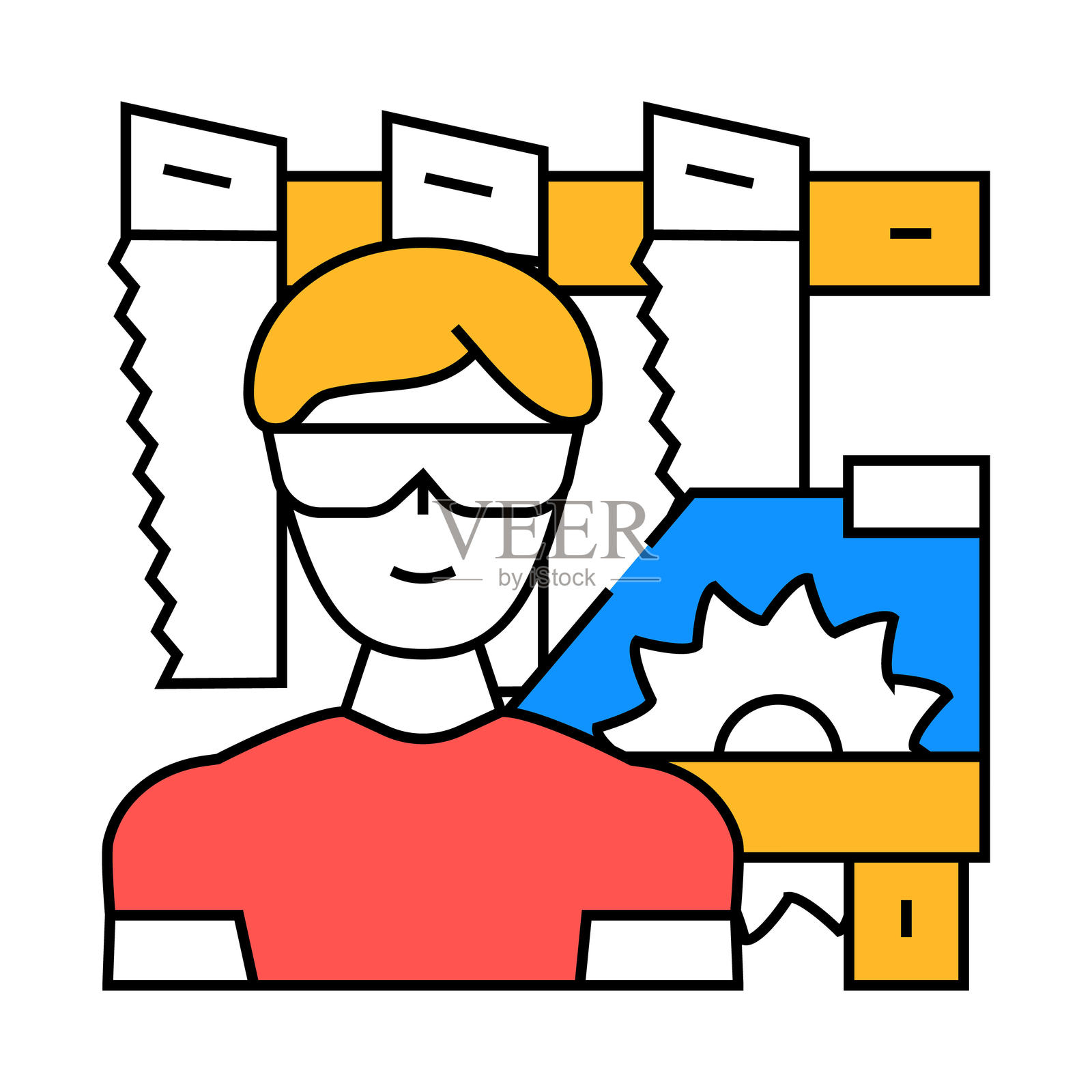 木工图标彩色插图插画图片素材