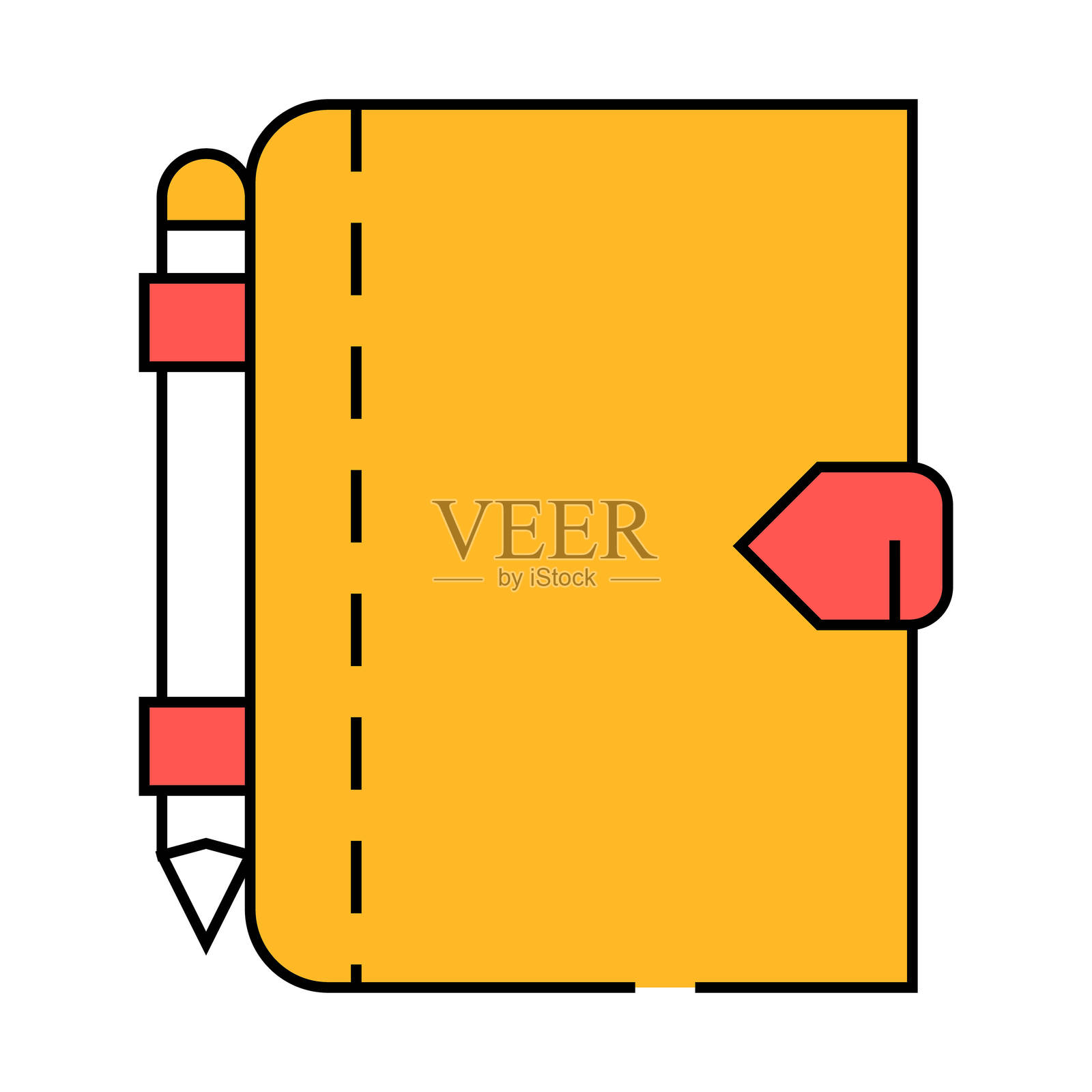 日记与笔图标彩色插图插画图片素材