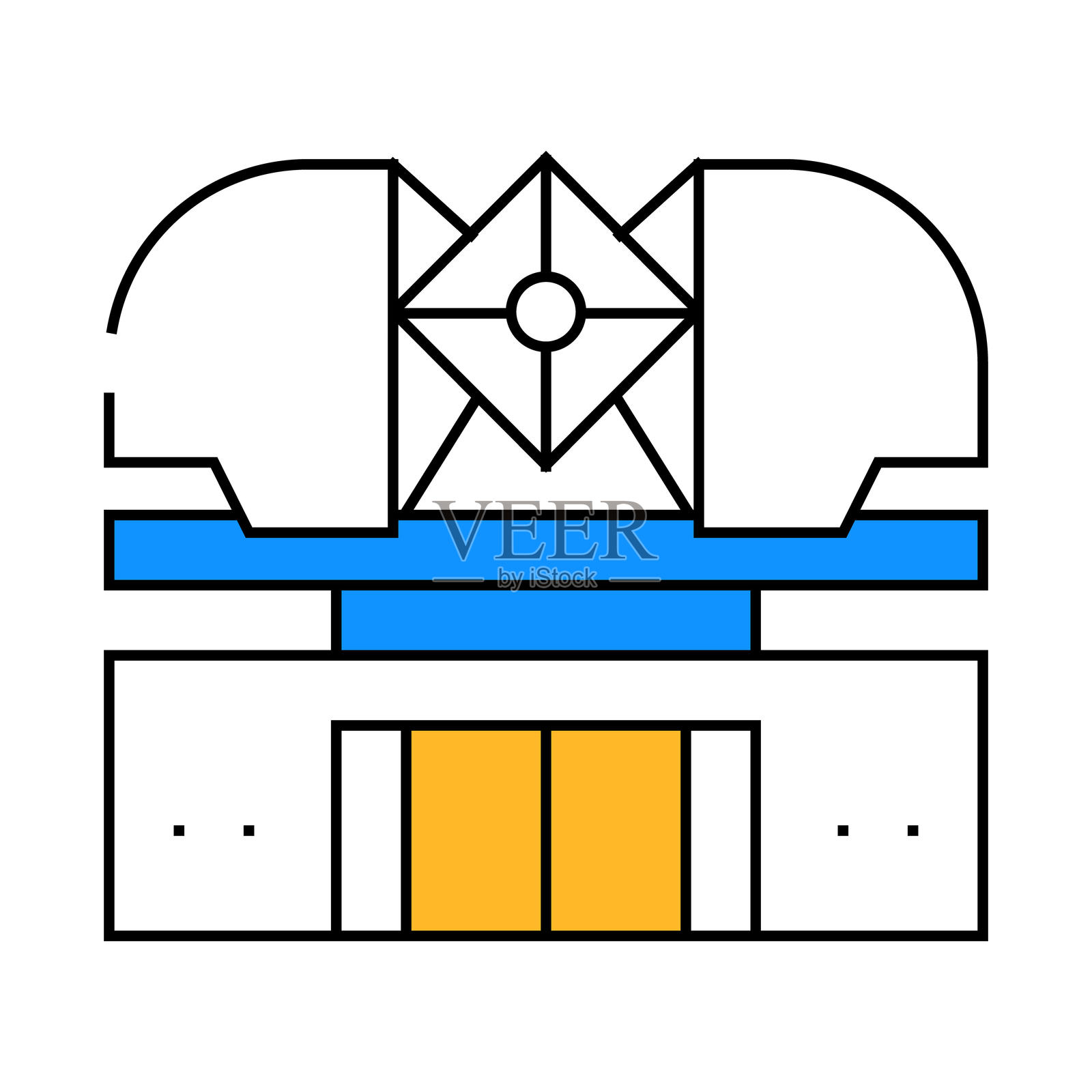 天文台图标彩色插图插画图片素材