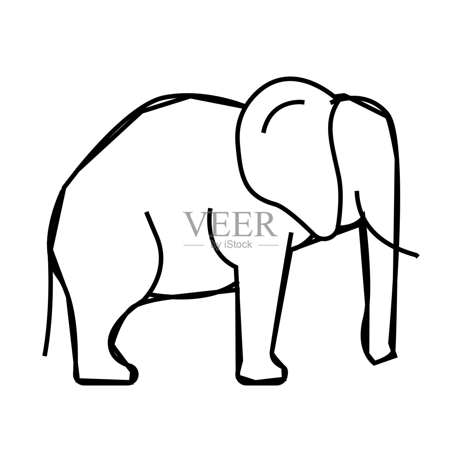 大象动物图标彩色插图插画图片素材