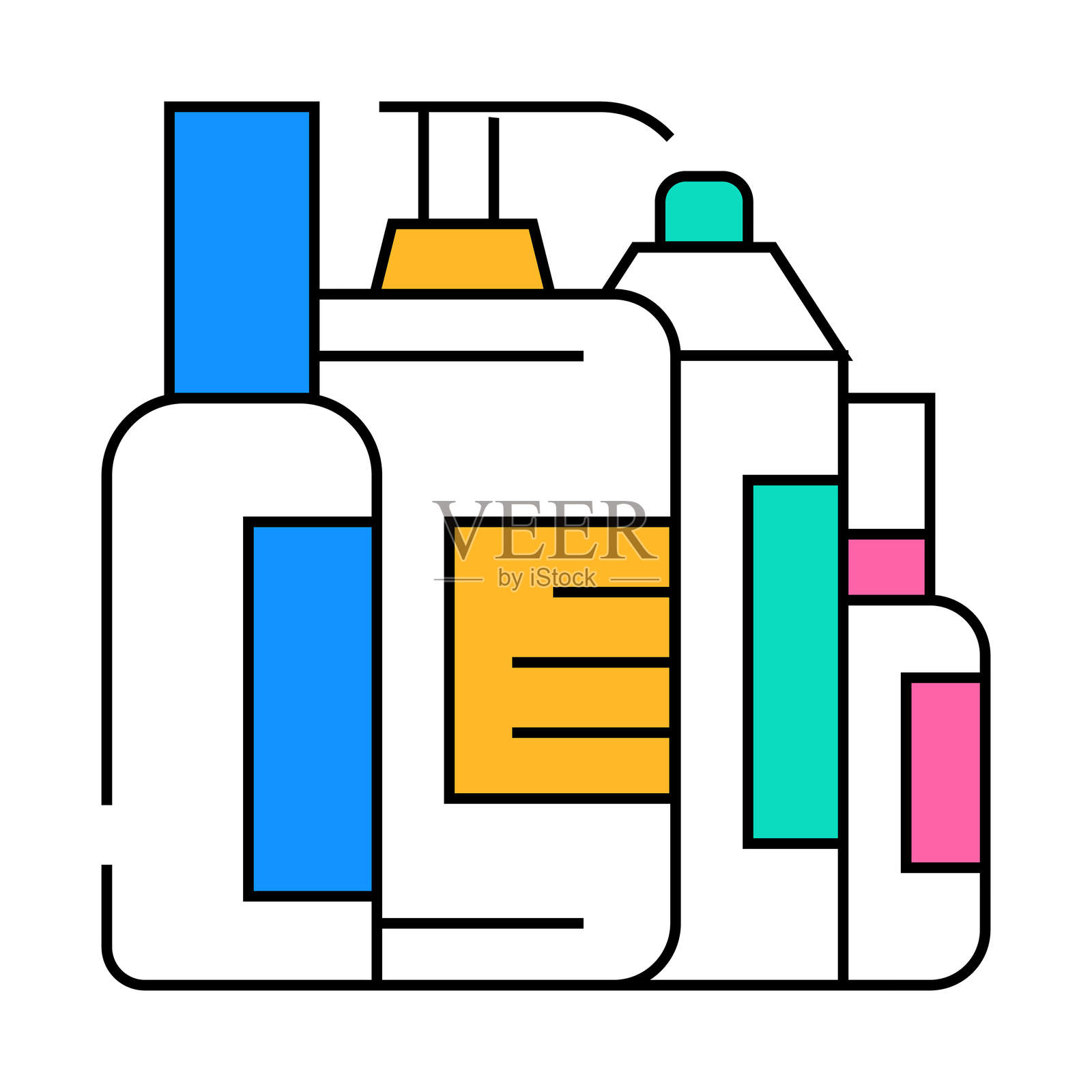 护肤化妆套装图标颜色说明插画图片素材