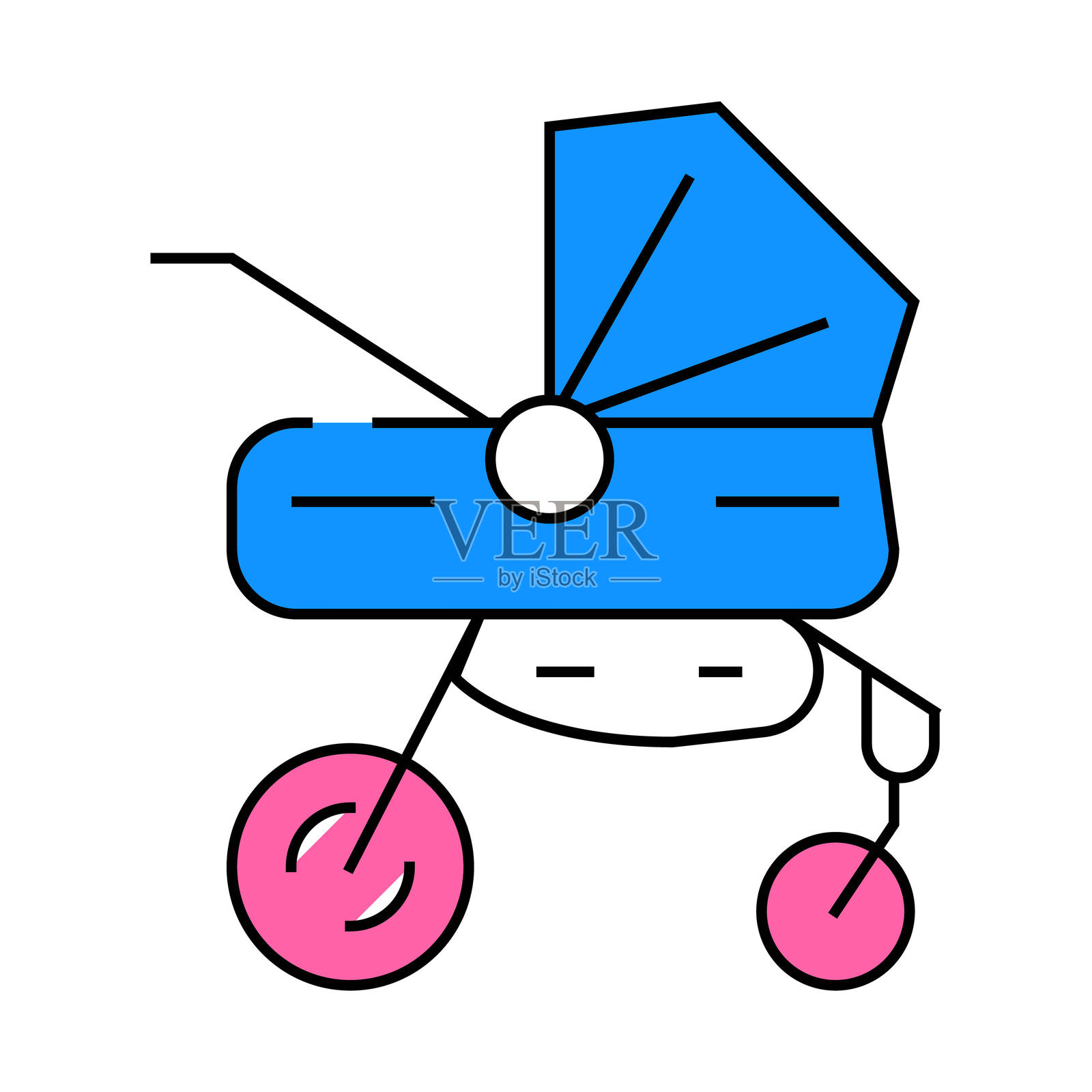 婴儿车为新生婴儿图标彩色插图插画图片素材