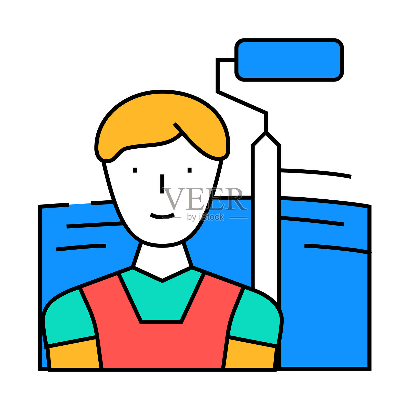 画家男子图标彩色插图插画图片素材