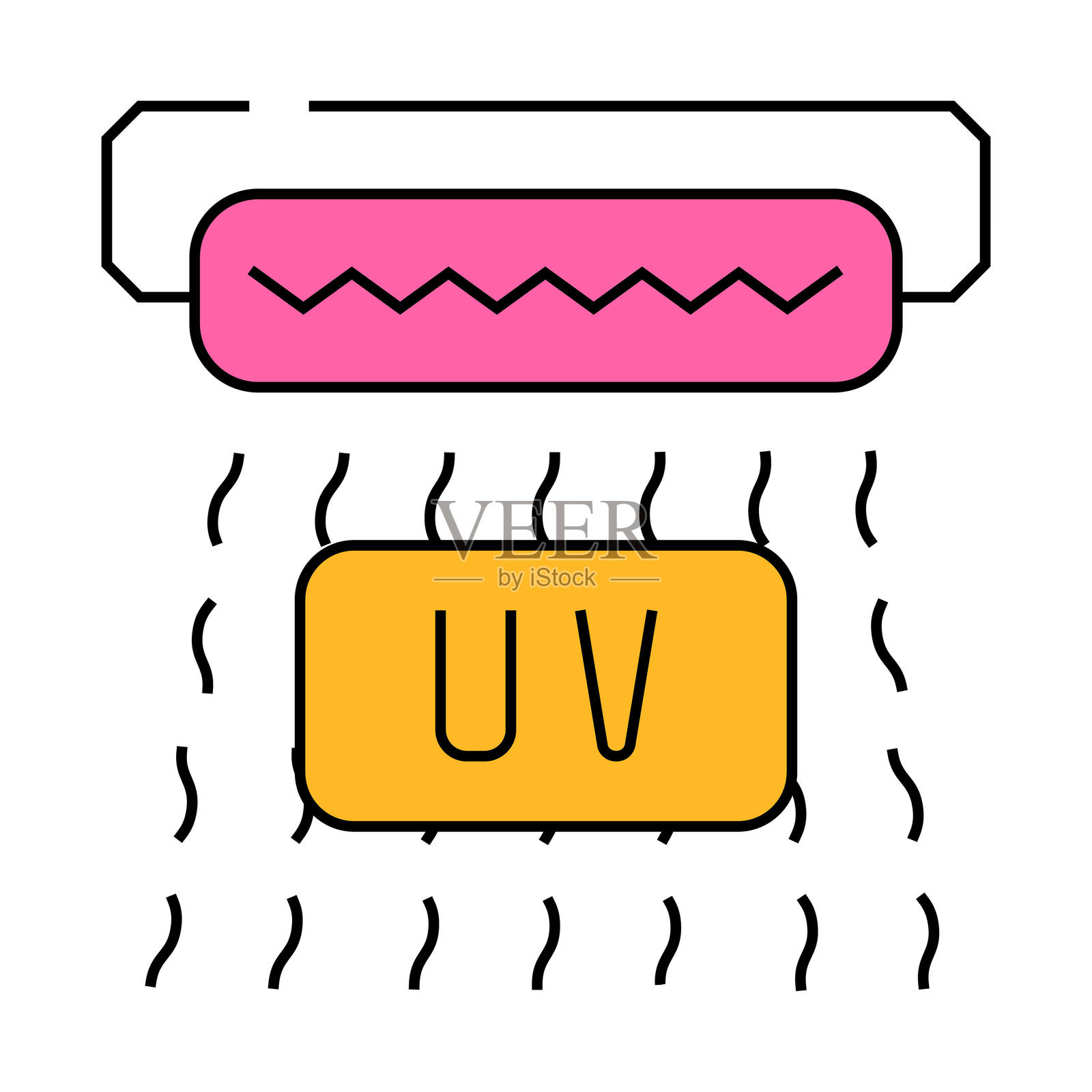 紫外线波图标彩色插图插画图片素材