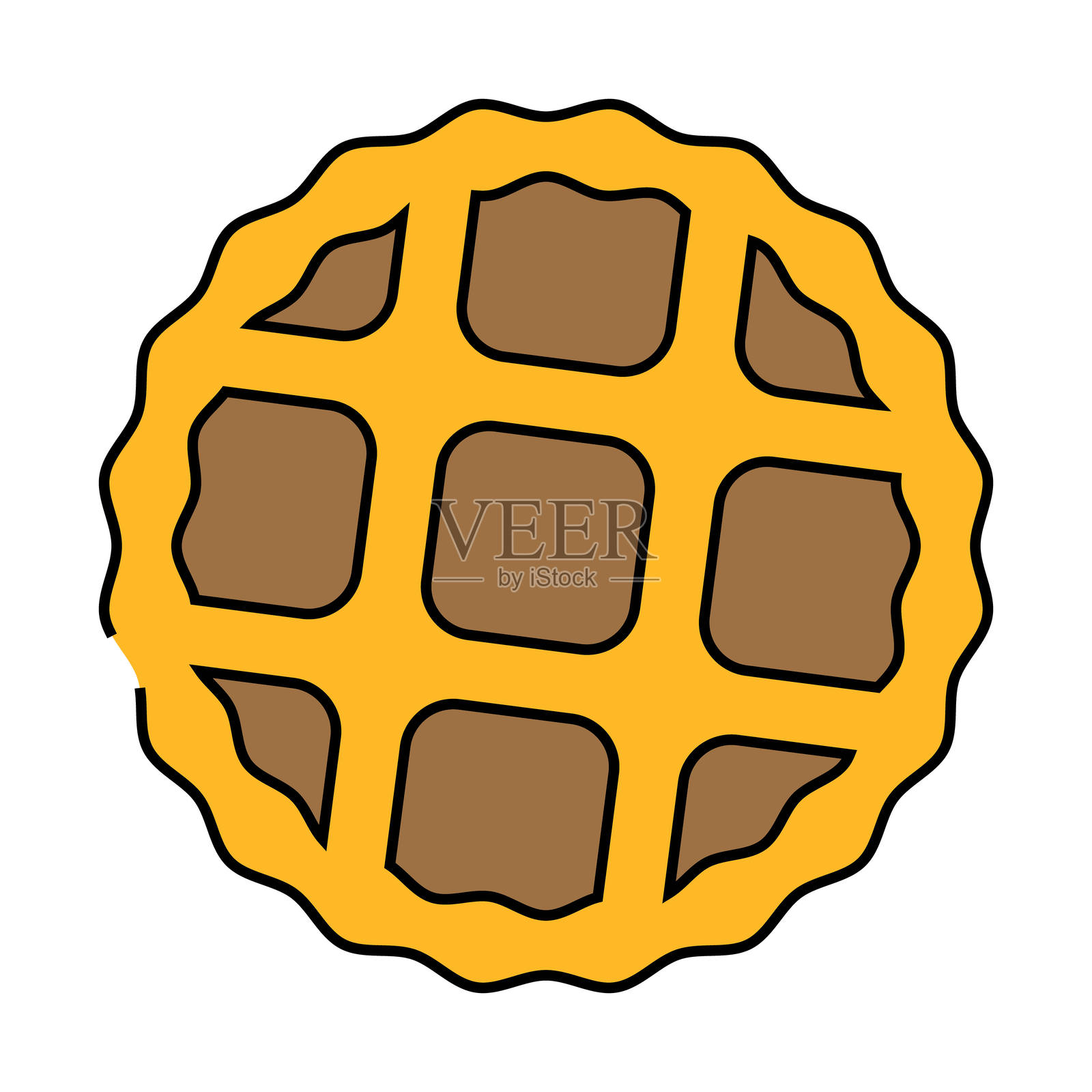 比利时华夫饼甜点图标彩色插图插画图片素材